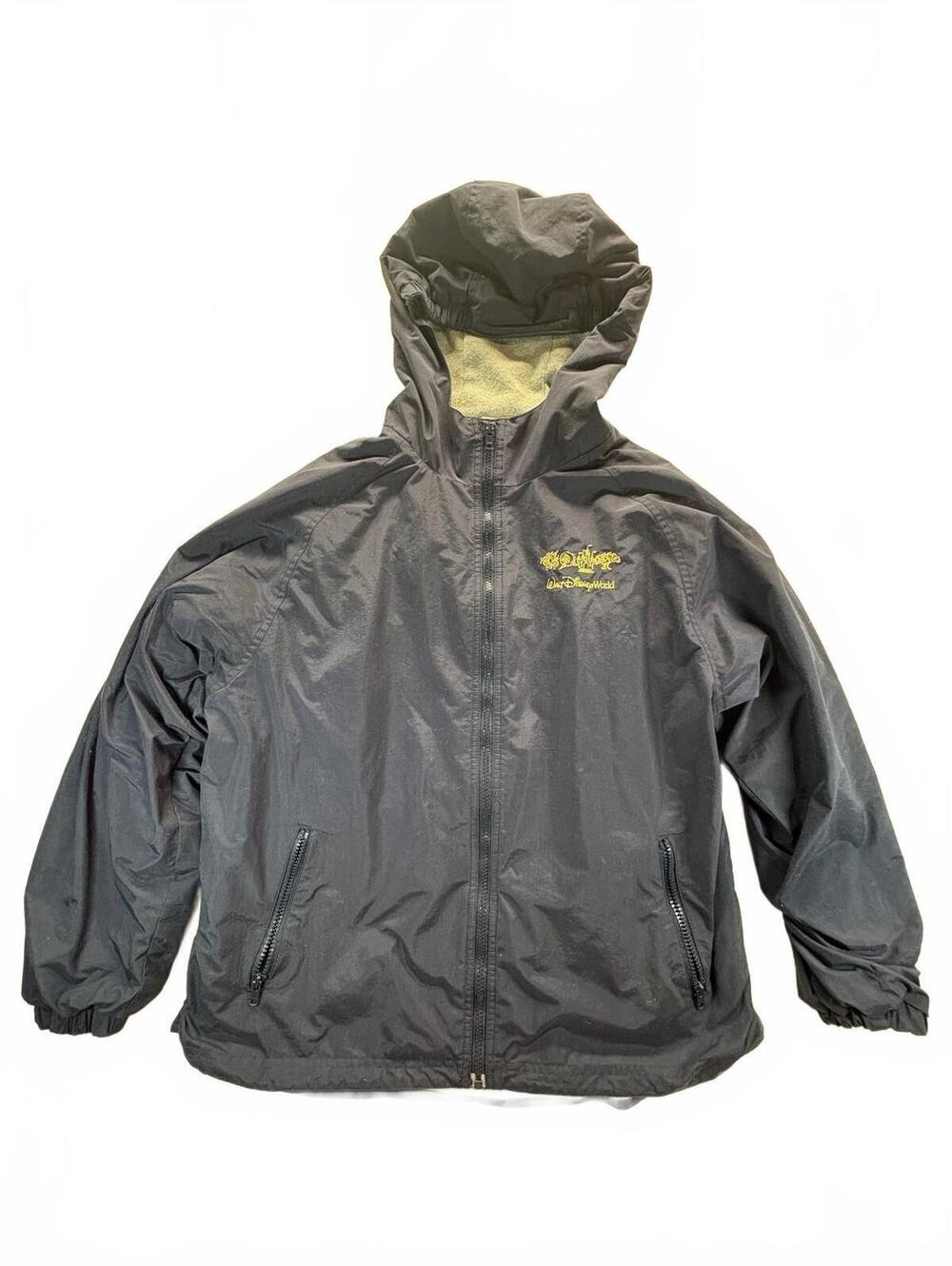 Vintage Walt Disney World Embroidered Hooded Windbreaker Jacket Navy Blue Large